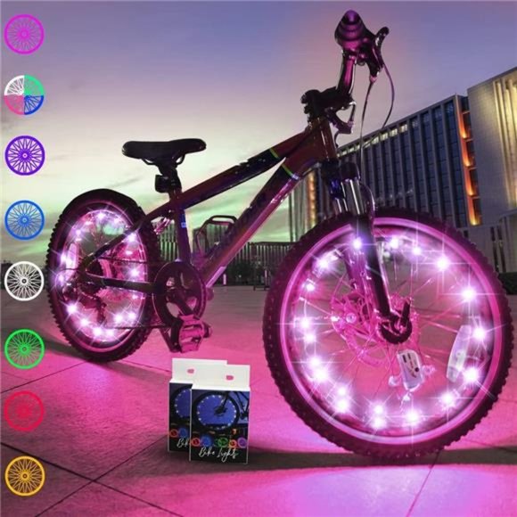 2 Tire Pack LED Bike Wheel Lights Ultra Bright Waterproof Bicycle Spoke Lights - Picture 1 of 6